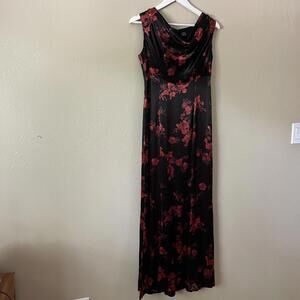 Black and red silky cowl neck maxi dress whimsygoth size 4